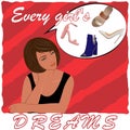 Girls dream. Vector illustration with a set of beautiful women`s shoes.